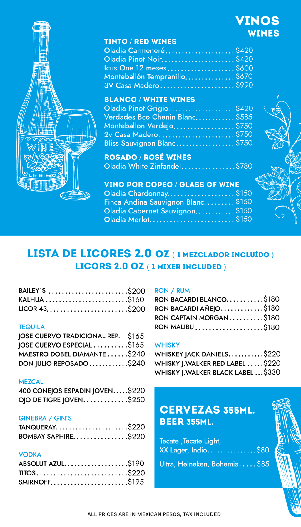 Jeanie's Cozumel menu