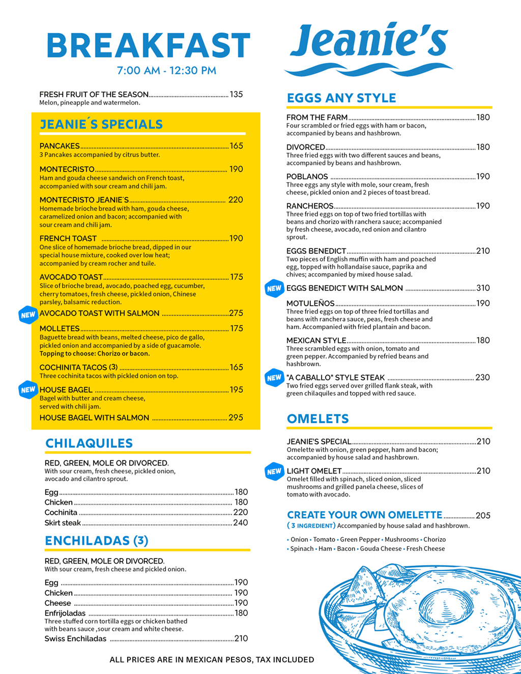 Jeanie's Cozumel menu