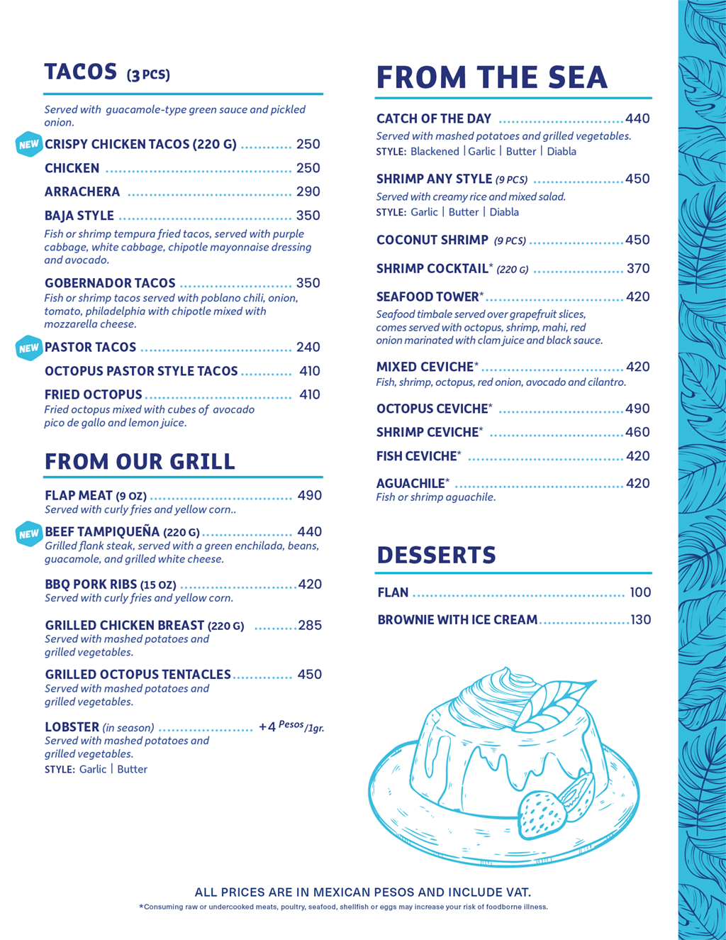Jeanie's Cozumel menu