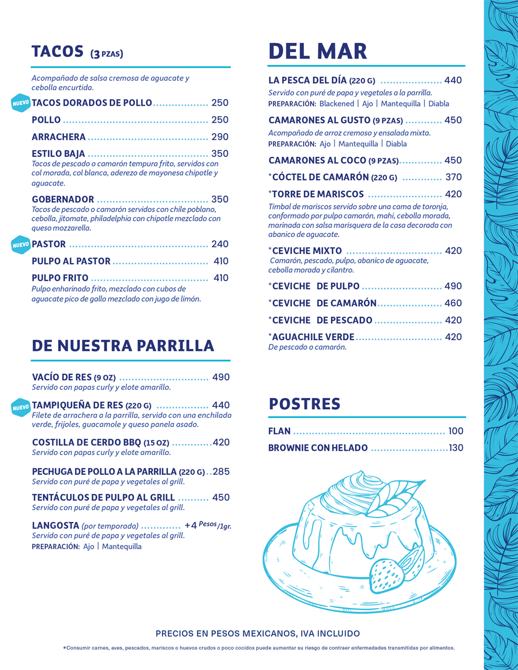 Jeanie's Cozumel menu